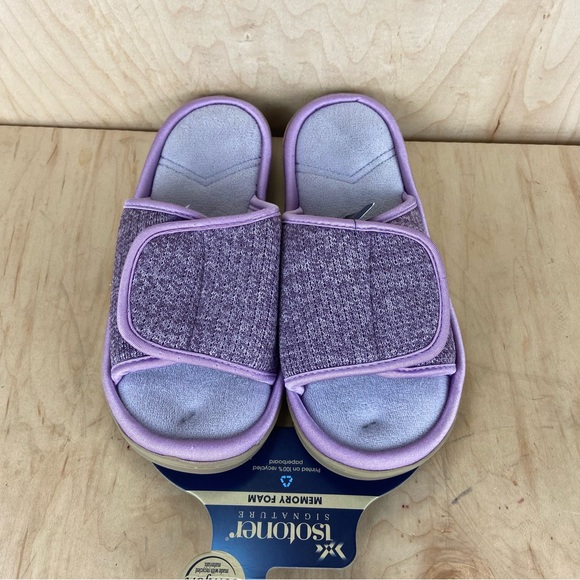 Isotoner Memory Foam Slip On Open Toe Slippers Lavender Women’s Size 9.5-10 NWT - Picture 4 of 10
